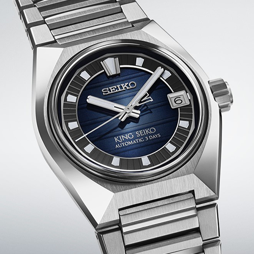 Relógio King Seiko VANAC SLA085J1 com mostrador azul-escuro inspirado em Tóquio à meia-noite.